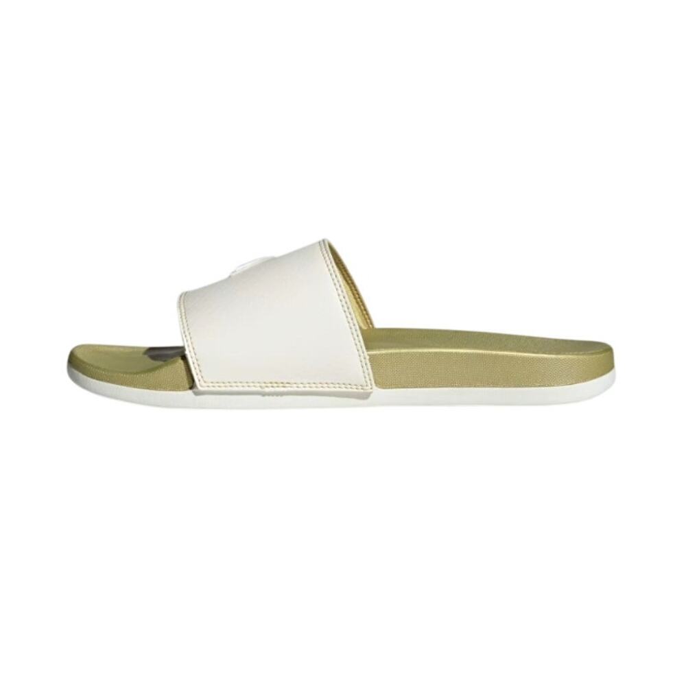 Adidas Unisex White Gold Metallic Adilette Comfort Slide Sandals Size M10 W11 - Picture 2 of 11